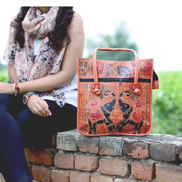 S. the Widow Handbags - HAPPY ELEPHANT Leather Woven Tote